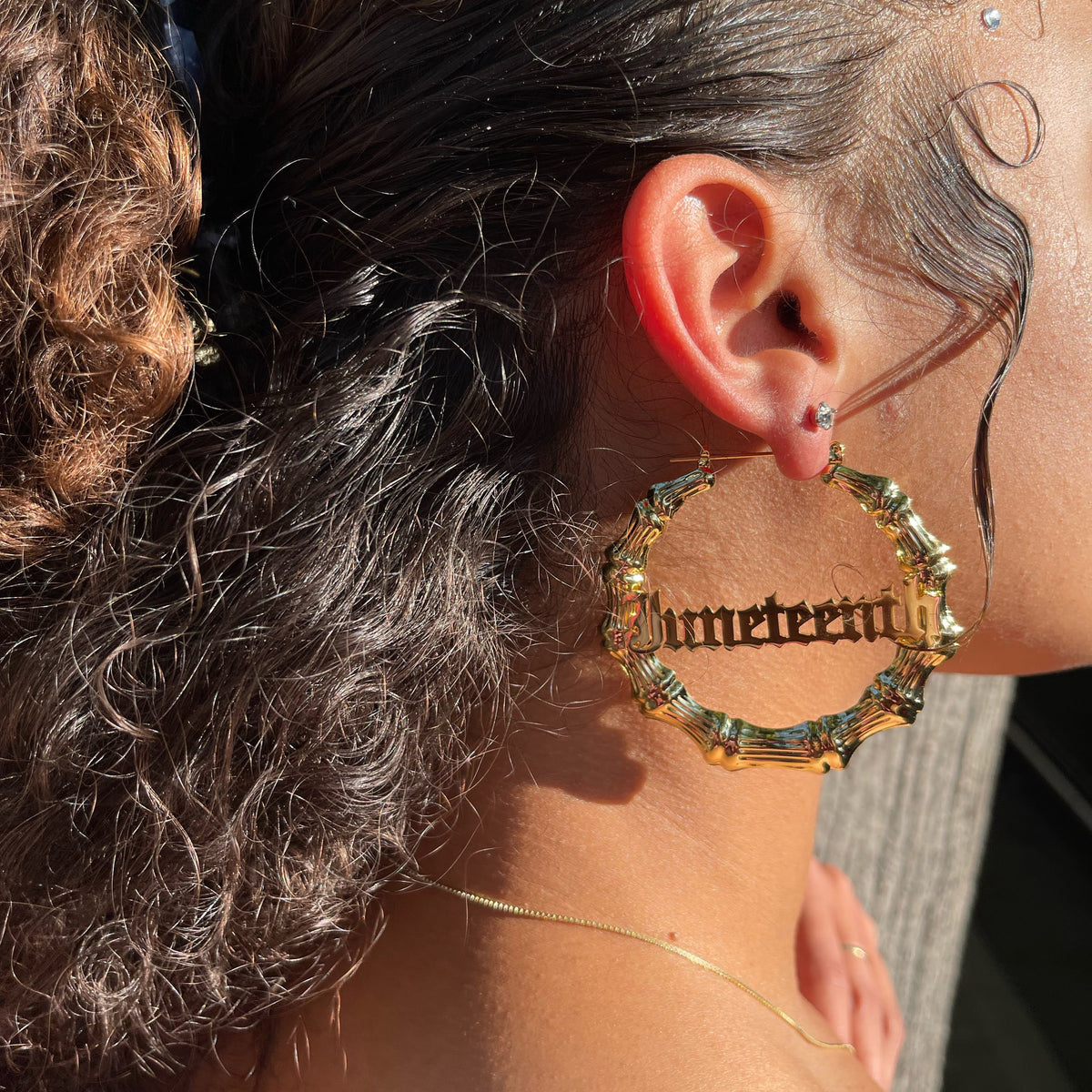 Made to order. Juneteenth Bamboo Hoop Earrings