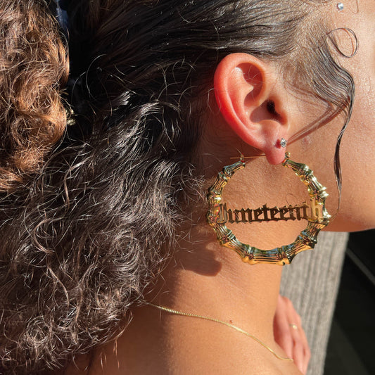 Made to order. Juneteenth Bamboo Hoop Earrings