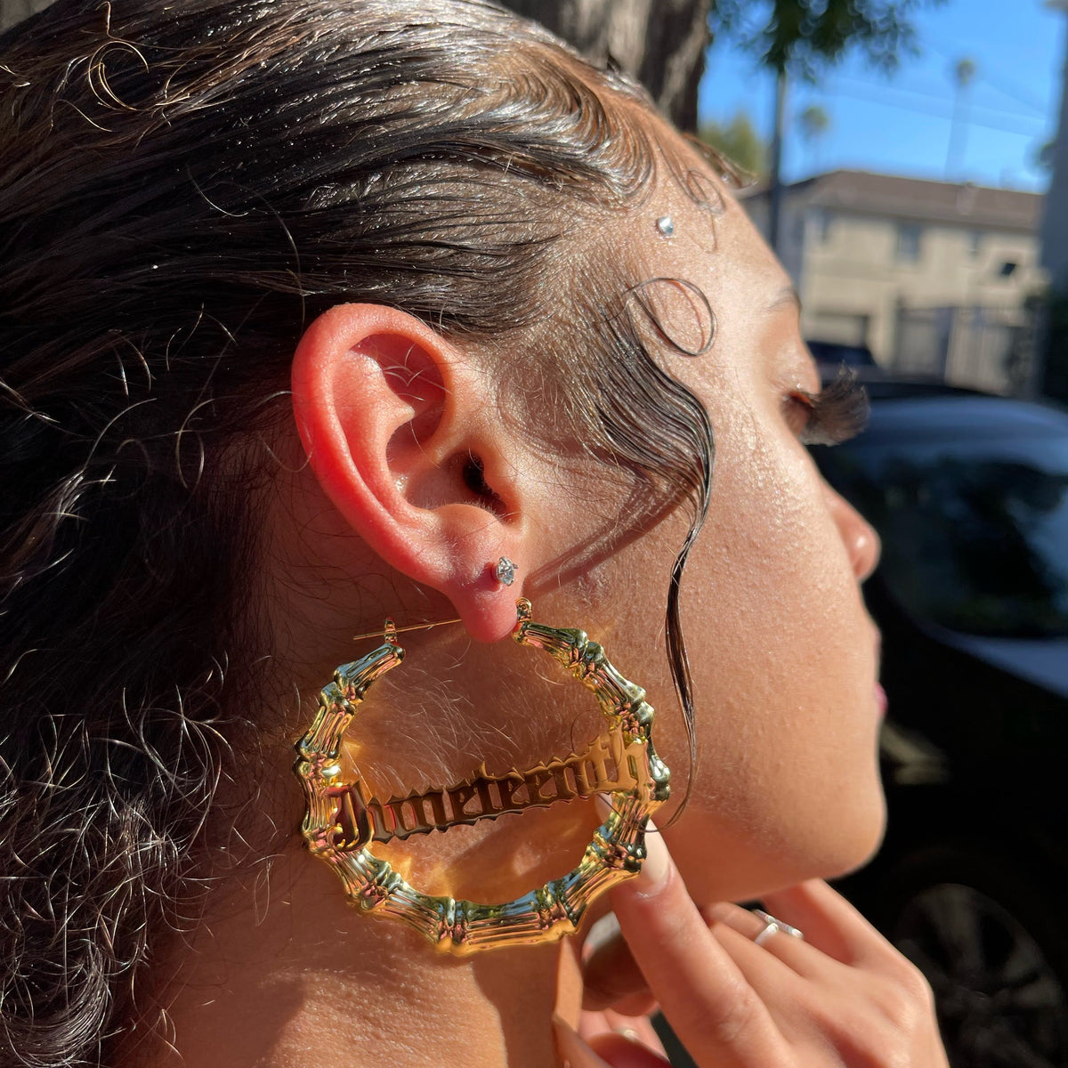 Made to order. Juneteenth Bamboo Hoop Earrings