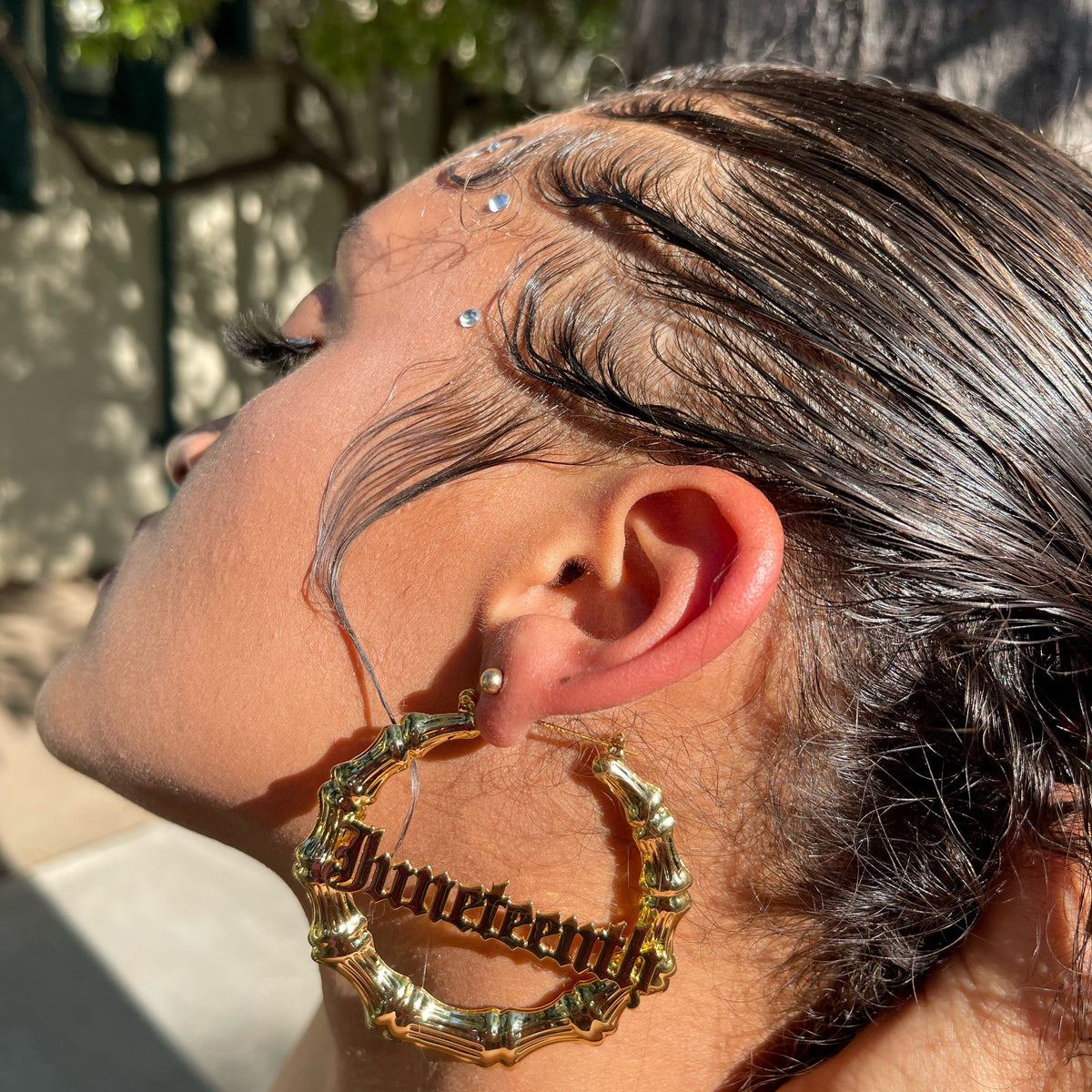 Made to order. Juneteenth Bamboo Hoop Earrings